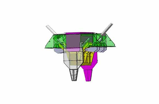 Dispositif d'alimentation hydraulique à double coulisse pour presse à rouleaux